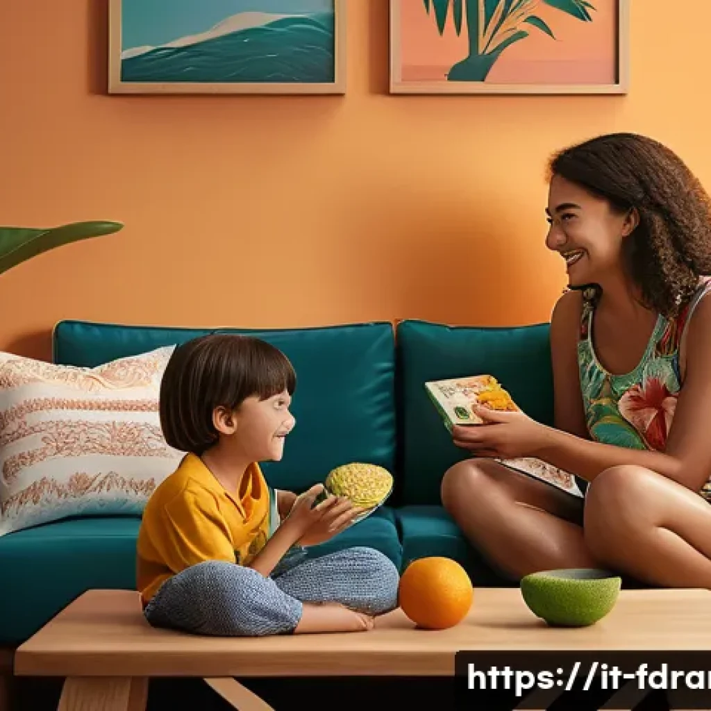 릴로와 스티치 시리즈 시청 팁 - A warm, cozy living room decorated with Hawaiian-themed elements like hibiscus flowers, surfboards, ...
